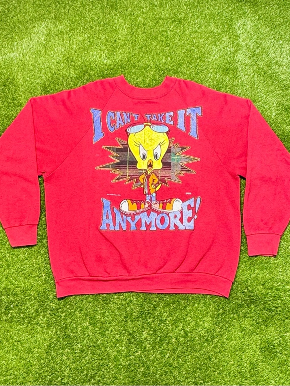 Vintage Looney Tunes Tweety Bird Crewneck Sweater Adult XXXL Graphic Red 1996